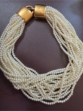 Vintage Carolee multi-strand faux pearl necklace with Gold-Tone Caps